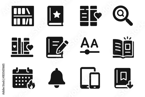 Icon bookshelf vector virtual library notification devices custom icons layout storage saved