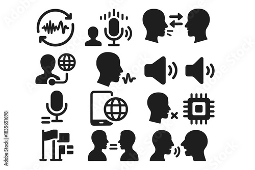 Noise translation text support transcription translator recognition voice icons icon vector offline