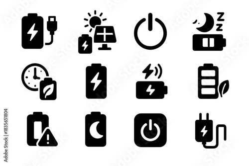 Icon sleep power mode smart adapter rechargeable charging vector tracker design alert