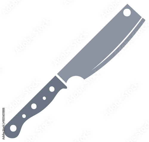Flat vector icon of a butcher meat cleaver knife kitchen utensil for cooking