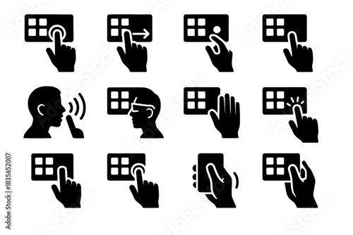 Icon control voice pinch tap drag gesture icons ar vector press double