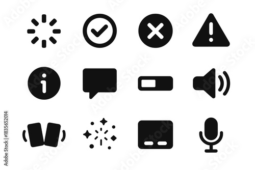 Tooltip info ar spinner notification menu confirmation voice cross icon vector alert