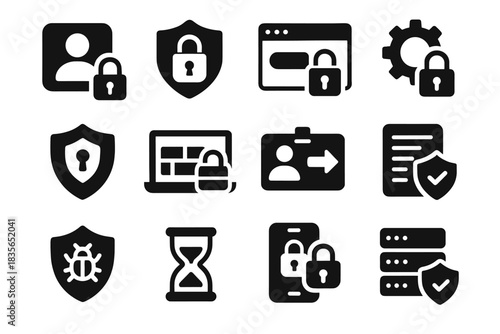 Security ar malware secure icon authentication encryption user control vector firewall settings