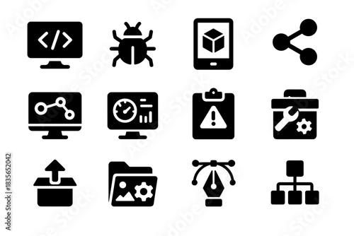 Icon control tool ar design build manager deployment monitor vector modern simulator