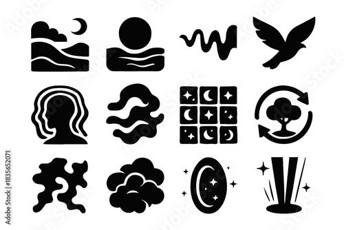 Vector cloud field surreal grid memory set sequence dream environment landscape icon