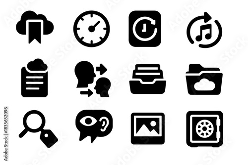 Chip tool bubble sensory entry dream vector deep timestamp memory icons icon