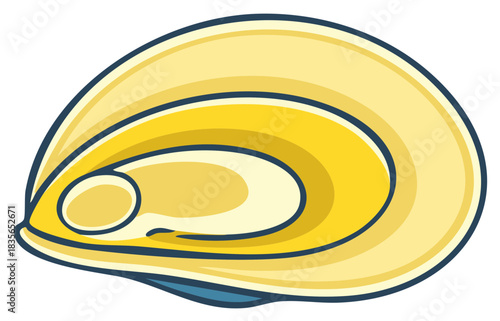 Oyster clam shell marine life illustration in yellow hues vector art