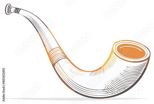 Traditional smoking pipe illustration with orange accents and subtle lines