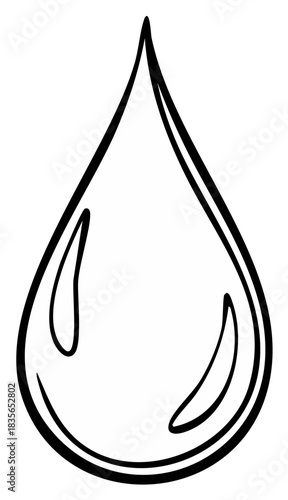 Stylized Water Drop Graphic Black Outline Liquid Droplet Illustration