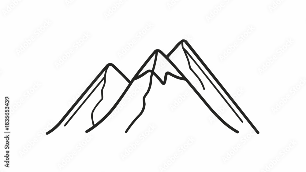 Obraz premium A simple yet majestic line art of three mountain peaks, perfectly capturing the essence of the great outdoors. 
