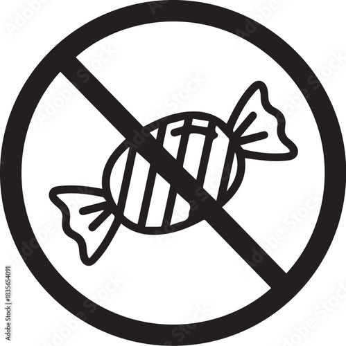 No Candy Sign: The image depicts a clear and concise visual message. The sign is designed to discourage the consumption of sweets.