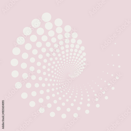 Circle dots background in Cloud Dancer colour. Geometric minimal art wallpaper. Optical illusion backdrop. Trendy design element for frame, logo, tattoo, web page, print, poster, abstract background.