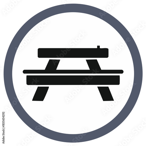 Black picnic table silhouette icon symbol for park outdoor recreation and rest area