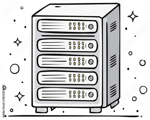 Cartoon Style Server Stack Illustration Data Centers and Computer Networks