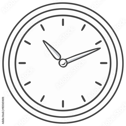 Simple line art illustration of an analog wall clock icon for time management