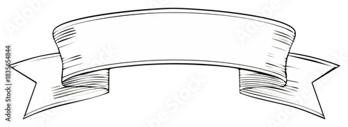 Vintage Banner Illustration, Hand Drawn Retro Ribbon Scroll Element, Text Area