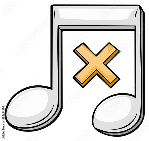 Muted musical note symbol with an X icon representing sound off