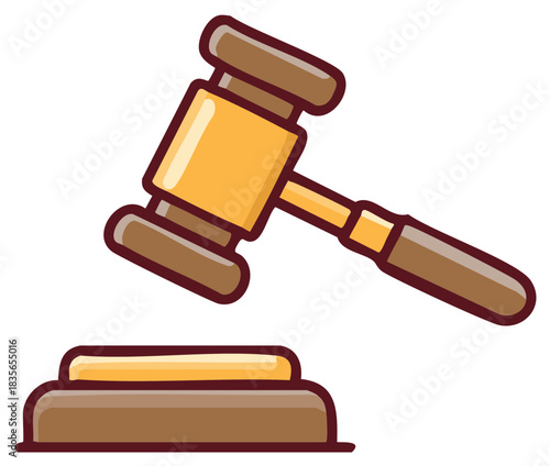 Illustration of a Judge's Gavel, Justice, Law and Order Concept