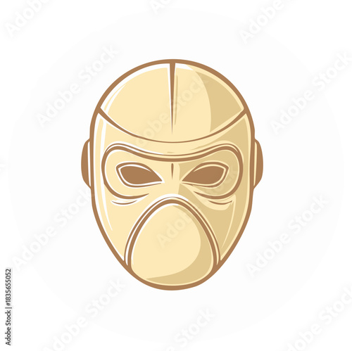 Futuristic golden headgear with eye slits and ear covers costume object illustration