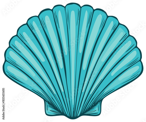 Stylish teal seashell vector illustration for summer themed graphics or design elements