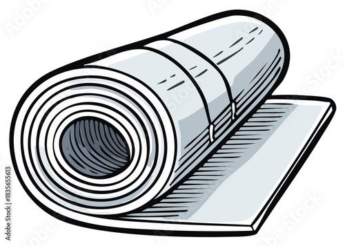 Illustration of an Unrolled Yoga Mat Ready for Exercise and Relaxation
