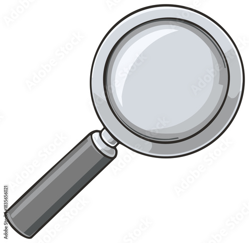 Cartoon Illustration of Search Tool, Magnifying Glass Object for Discovery or Exploration