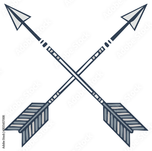 Stylized Crossed Arrows Vector Illustration Boho Folk Art Design