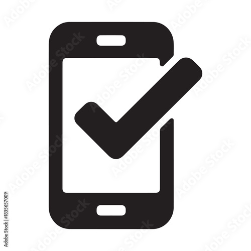 Smartphone with checkmark icon mobile tick