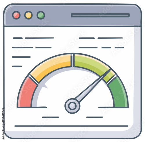 Website speed test dashboard showing fast performance with a colorful gauge