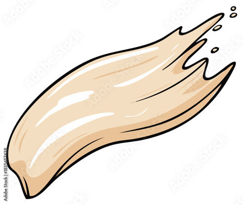 Dynamic beige liquid splash with droplets frozen in motion