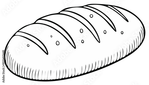 Line Art Bread Loaf Illustration Detailed Vector Drawing Freshly Baked Crusty Bread Ideal for Coloring Books Baking Projects