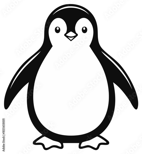 Cute Black and White Penguin Illustration Simple Design