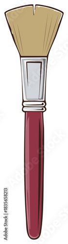 Illustration of a flat foundation makeup brush with brown bristles and burgundy handle