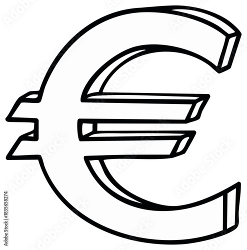Euro symbol outline with three bars, representing European monetary currency, economic graphic, vector contour, design