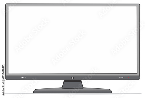 Flat Screen Computer Monitor with Blank White Display for Mockup Purposes