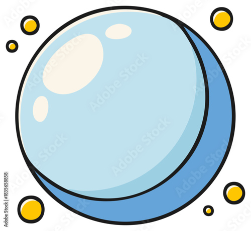 Cartoon Style Bubble with Bubbles Floating Around Isolated on White