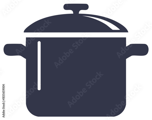 Cooking pot silhouette icon. Minimalist kitchenware symbol for cooking, food, and meal preparation.