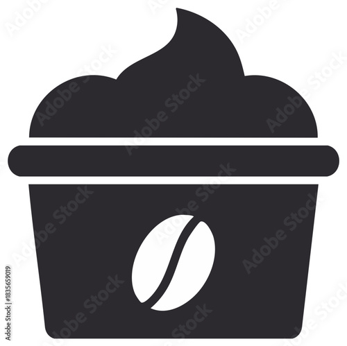 Coffee frappe drink with whipped cream in a cup vector glyph icon