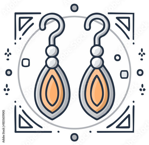 Elegant Teardrop Earrings with Question Mark Hooks and Decorative Border