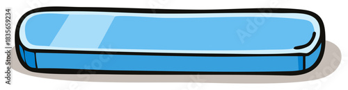 Stylized Blue Pencil Box, Container Illustration with Lid for School Supplies