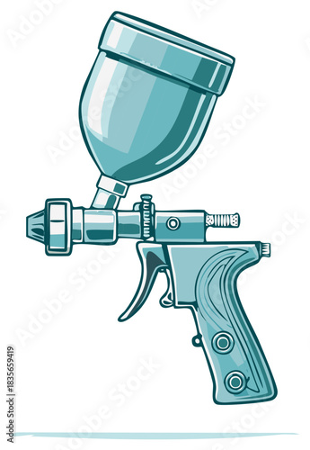 Illustration of a spray gun or paint gun used for various painting purposes