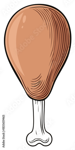 Cartoon Styled Chicken Leg Delicious Roasted Poultry Simple Food Illustration