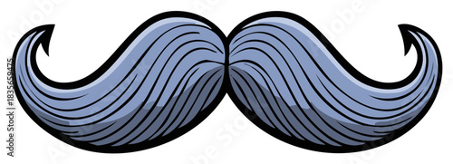 Stylish grey handlebar mustache with curled ends vector graphic icon