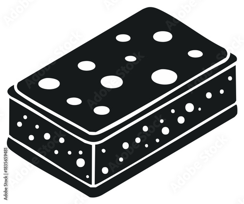 Isometric Dishwashing Sponge with Holes Cleaning Supplies Icon Black