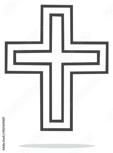 Geometric Christian Cross Symbol Outline Minimalist Icon Design