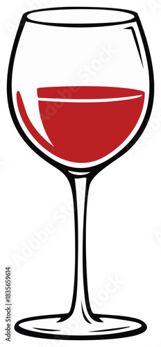 Wine Glass Illustration with Red Wine