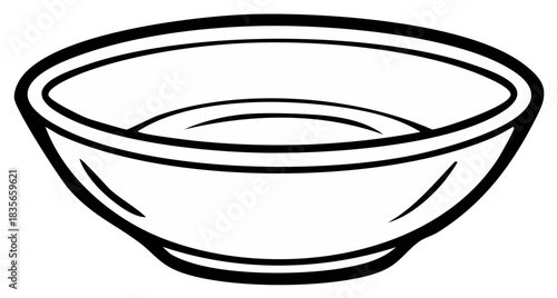 Empty Soup Bowl: Simple Outline of Kitchenware for Dining or Meal Prep