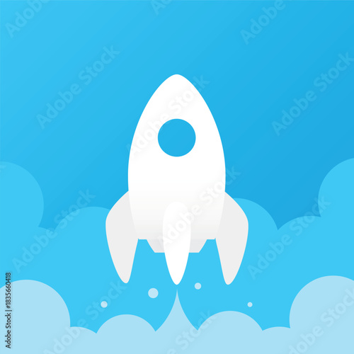 Startup launch rocket icon. Vector illustration