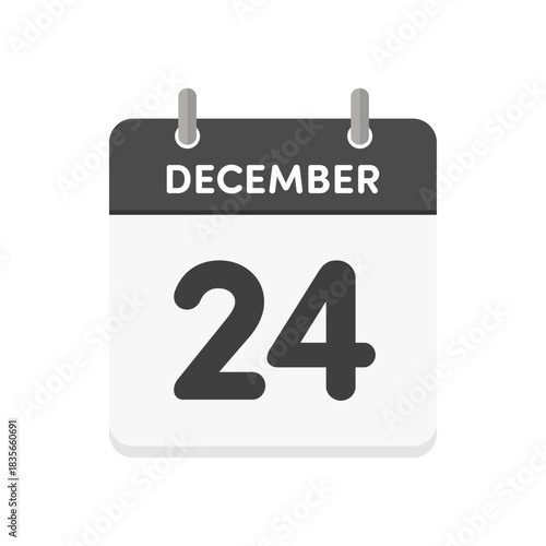 12月24日･December 24の日めくりカレンダーのアイコン - クリスマスイブの英語の暦