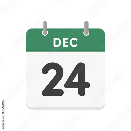 12月24日･DEC 24の日めくりカレンダーのアイコン - クリスマスイブの英語の暦のイラスト